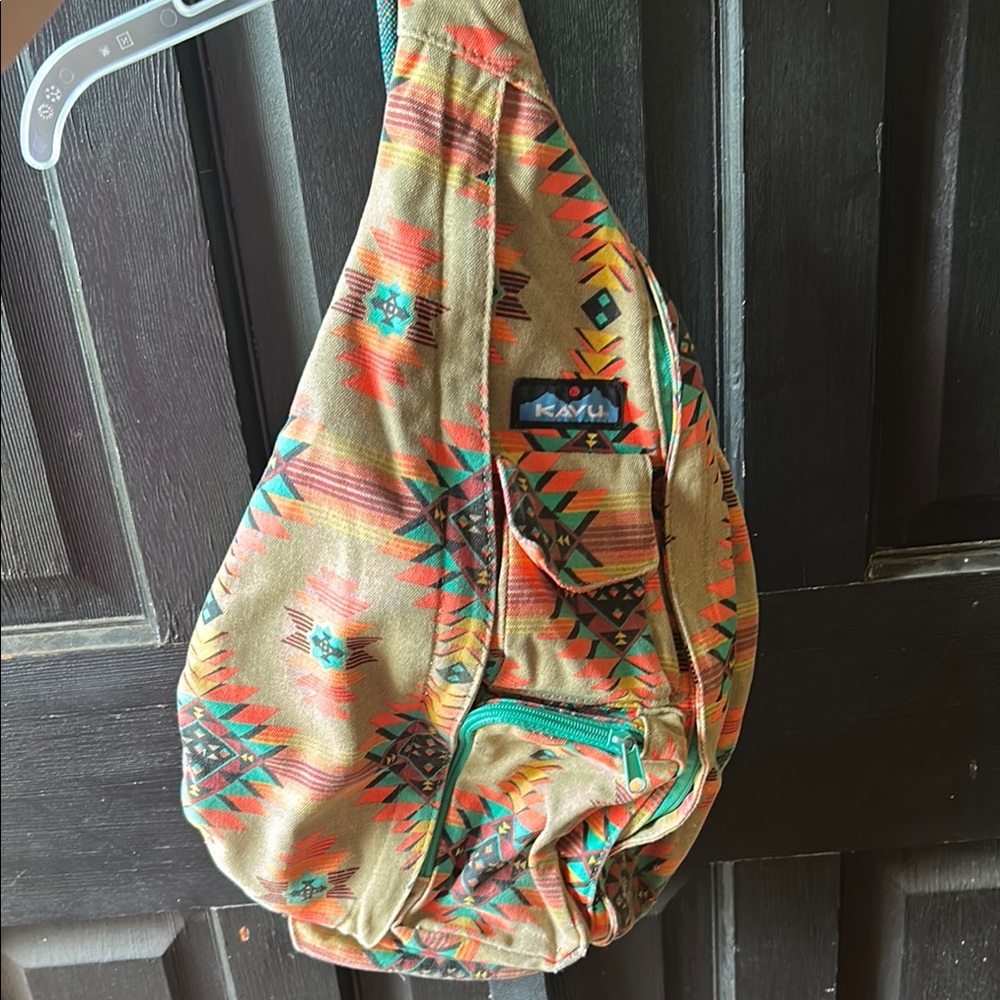 Kavu Women's Tribal Pattern Sling Bag - Tan and Green